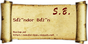 Sándor Bán névjegykártya