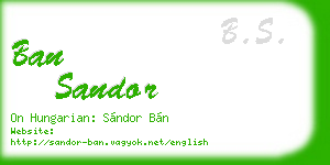 ban sandor business card